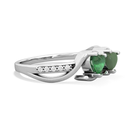 Emerald Side By Side 14K White Gold ring R3090