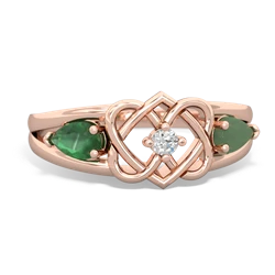 Emerald Hearts Intertwined 14K Rose Gold ring R5880