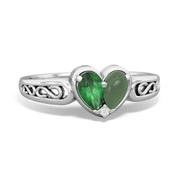 Emerald Filligree 'One Heart' 14K White Gold ring R5070