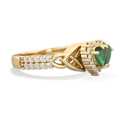 Emerald Celtic Knot Two Hearts As One 14K Yellow Gold ring R2644HRT