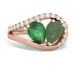 Emerald Nestled Heart Keepsake 14K Rose Gold ring R5650