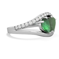 Emerald Nestled Heart Keepsake 14K White Gold ring R5650