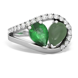 Emerald Nestled Heart Keepsake 14K White Gold ring R5650