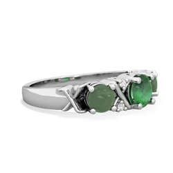 Emerald Hugs And Kisses 14K White Gold ring R5016