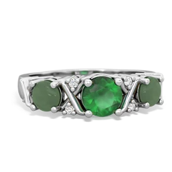 Emerald Hugs And Kisses 14K White Gold ring R5016