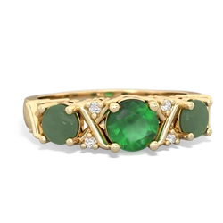 Emerald Hugs And Kisses 14K Yellow Gold ring R5016