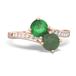 Emerald Channel Set Two Stone 14K Rose Gold ring R5303