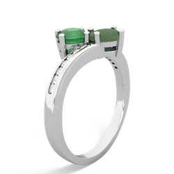 Emerald Channel Set Two Stone 14K White Gold ring R5303