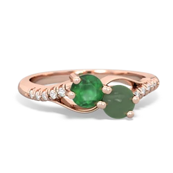 Emerald Infinity Pave Two Stone 14K Rose Gold ring R5285