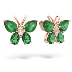 Emerald Butterfly 14K Rose Gold earrings E2215