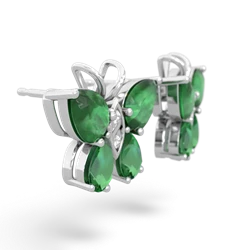 Emerald Butterfly 14K White Gold earrings E2215