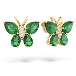 Emerald Butterfly 14K Yellow Gold earrings E2215