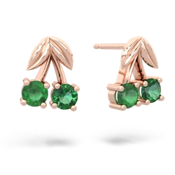 Emerald Sweet Cherries 14K Rose Gold earrings E7001