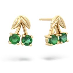 Emerald Sweet Cherries 14K Yellow Gold earrings E7001