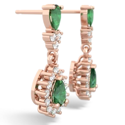 Emerald Halo Pear Dangle 14K Rose Gold earrings E1882