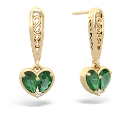 Emerald Filligree Heart 14K Yellow Gold earrings E5070