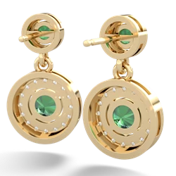 Emerald Halo Dangle 14K Yellow Gold earrings E5319