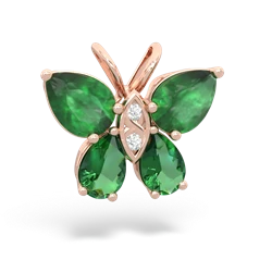 Emerald Butterfly 14K Rose Gold pendant P2215