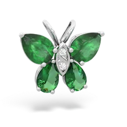 Emerald Butterfly 14K White Gold pendant P2215