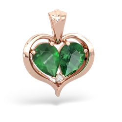 Emerald Two Become One 14K Rose Gold pendant P5330