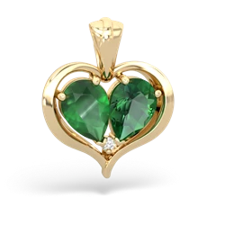 Emerald Two Become One 14K Yellow Gold pendant P5330