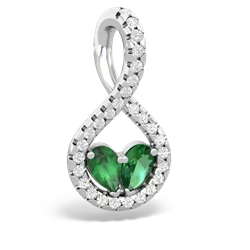 Emerald Pave Twist 'One Heart' 14K White Gold pendant P5360