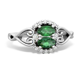 Emerald Love Nest 14K White Gold ring R5860