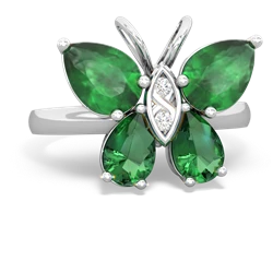 Emerald Butterfly 14K White Gold ring R2215