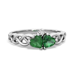 Emerald Heart To Heart Braid 14K White Gold ring R5870