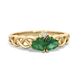 Emerald Heart To Heart Braid 14K Yellow Gold ring R5870