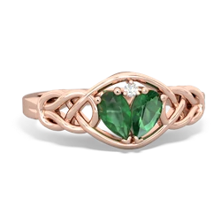 Emerald Celtic Love Knot 14K Rose Gold ring R5420