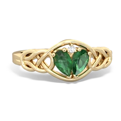 Emerald Celtic Love Knot 14K Yellow Gold ring R5420