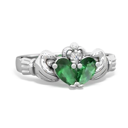 Emerald 'Our Heart' Claddagh 14K White Gold ring R2388