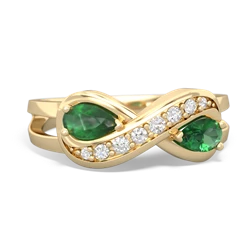 Emerald Diamond Infinity 14K Yellow Gold ring R5390