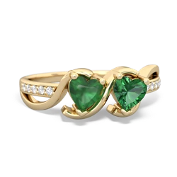 Emerald Side By Side 14K Yellow Gold ring R3090