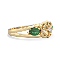 Emerald Hearts Intertwined 14K Yellow Gold ring R5880