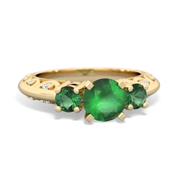 Emerald Art Deco Eternal Embrace Engagement 14K Yellow Gold ring C2003