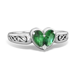 Emerald Filligree 'One Heart' 14K White Gold ring R5070