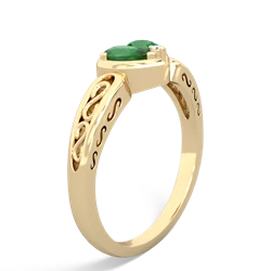 Emerald Filligree 'One Heart' 14K Yellow Gold ring R5070