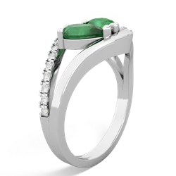 Emerald Nestled Heart Keepsake 14K White Gold ring R5650