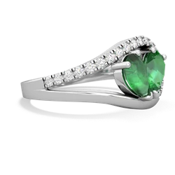 Emerald Nestled Heart Keepsake 14K White Gold ring R5650