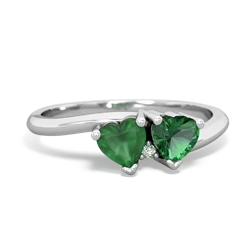 Emerald Sweethearts 14K White Gold ring R5260