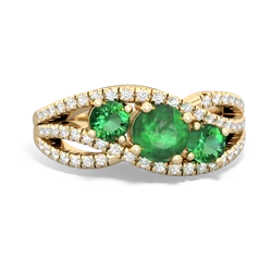 Emerald Three Stone Aurora 14K Yellow Gold ring R3080