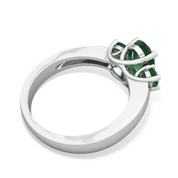 Emerald Three Stone Oval Trellis 14K White Gold ring R4024