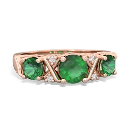 Emerald Hugs And Kisses 14K Rose Gold ring R5016