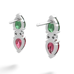 Emerald Bowtie Drop 14K White Gold earrings E0865