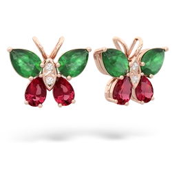 Emerald Butterfly 14K Rose Gold earrings E2215