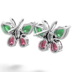 Emerald Butterfly 14K White Gold earrings E2215