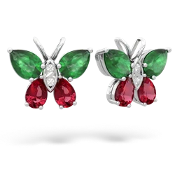 Emerald Butterfly 14K White Gold earrings E2215