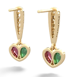 Emerald Filligree Heart 14K Yellow Gold earrings E5070